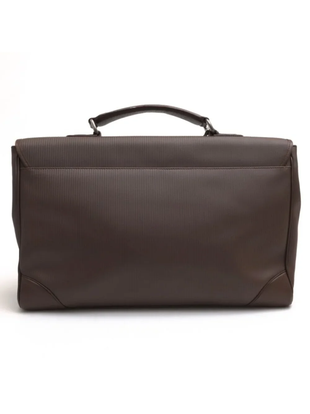 Bvlgari Briefcase Business Leather Dark Brown Mille Righe